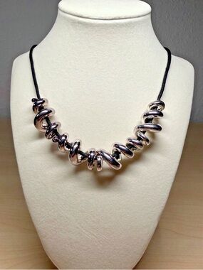 Gorgeous RAREcollectible early Robert Lee Morris sterling silver twist necklace